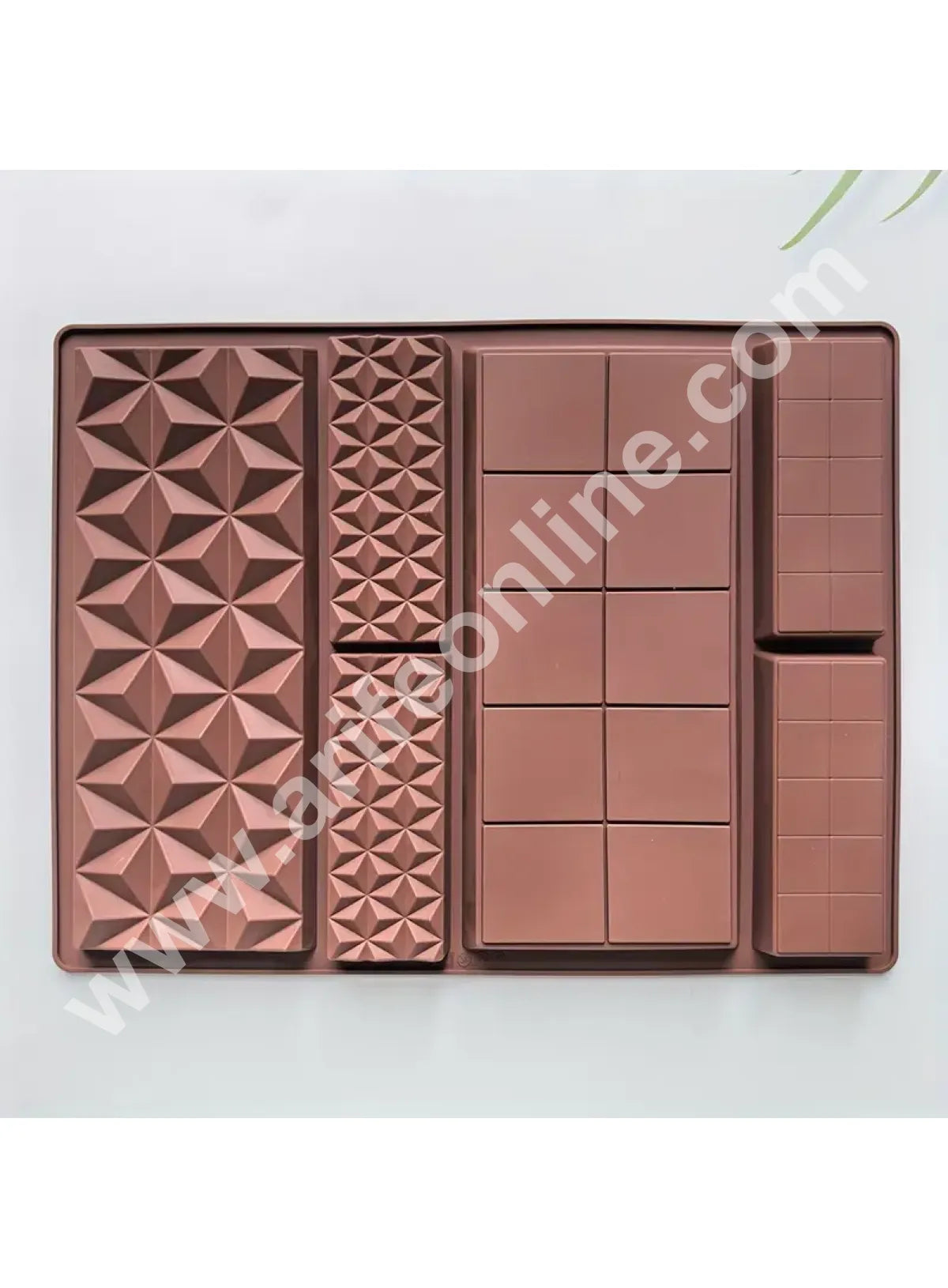 CAKE DECORβ’ 6 in 1 Deep Kunafa Chocolate Geometric & Classic Design Silicone Mould | Pistachio Kunafa Chocolate Bar Mould (Design-16)