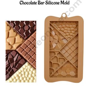CAKE DECORβ’ Geometric Pattern Multi-Texture Chocolate Bar Silicone MoldβSB-LBM-1593β