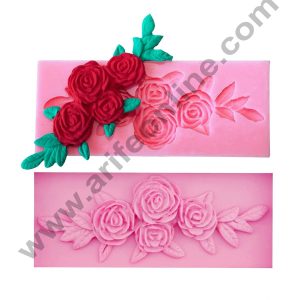 Cake Decor Silicone 1 Cavity Rose Bouquet Shape Pink Fondant Marzipan Mould