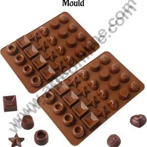 Cake Decor Silicon 24 Cavity Mix Design Chocolate Brown Chocolate Mould, Ice Mould, Chocolate Decorating Mould