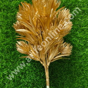 CAKE DECORβ’ Artificial Golden Powder Puff Lily Flower with Leaves Decorative Item For Cake Decoration- 1 Stick (SBAGB-55-6)