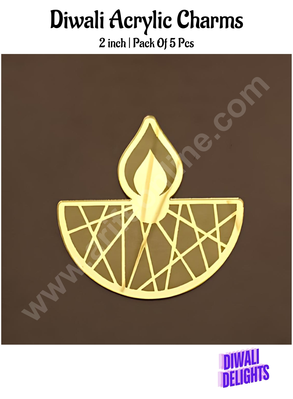 Cake Decorβ’ Acrylic Happy Diwali Charms For Hampers Cake and Cupcakes Toppers ( SBMT-DCharms-008 )