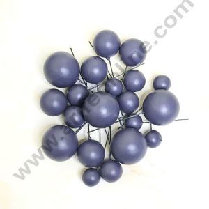 CAKE DECOR™ Matte Dark Grey Faux Ball Topper For Cake and Cupcake Decoration - 20 pcs Pack