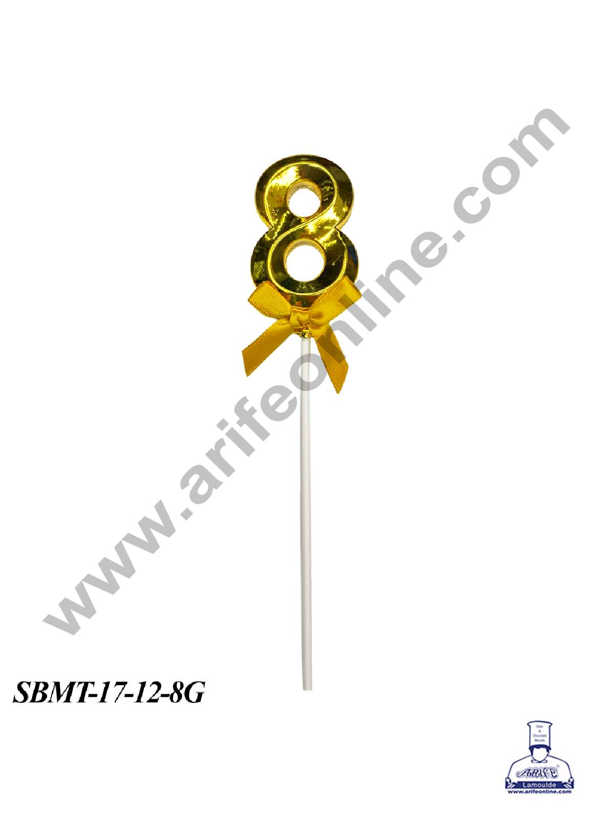 CAKE DECOR™ Plastic 3D Style 8 Number Cake Topper - 1 Piece