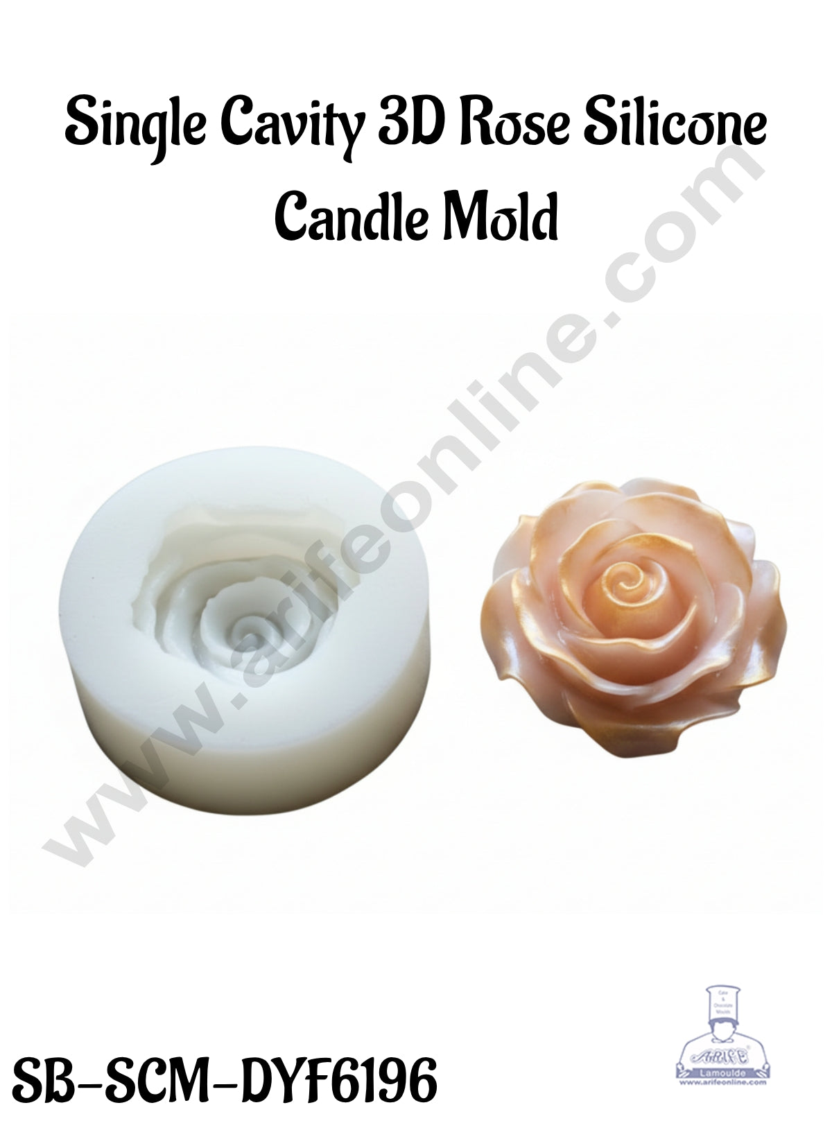 CAKE DECOR™ Single Cavity 3D Rose Silicone Candle Mold│SB-SCM-DYF6196 │