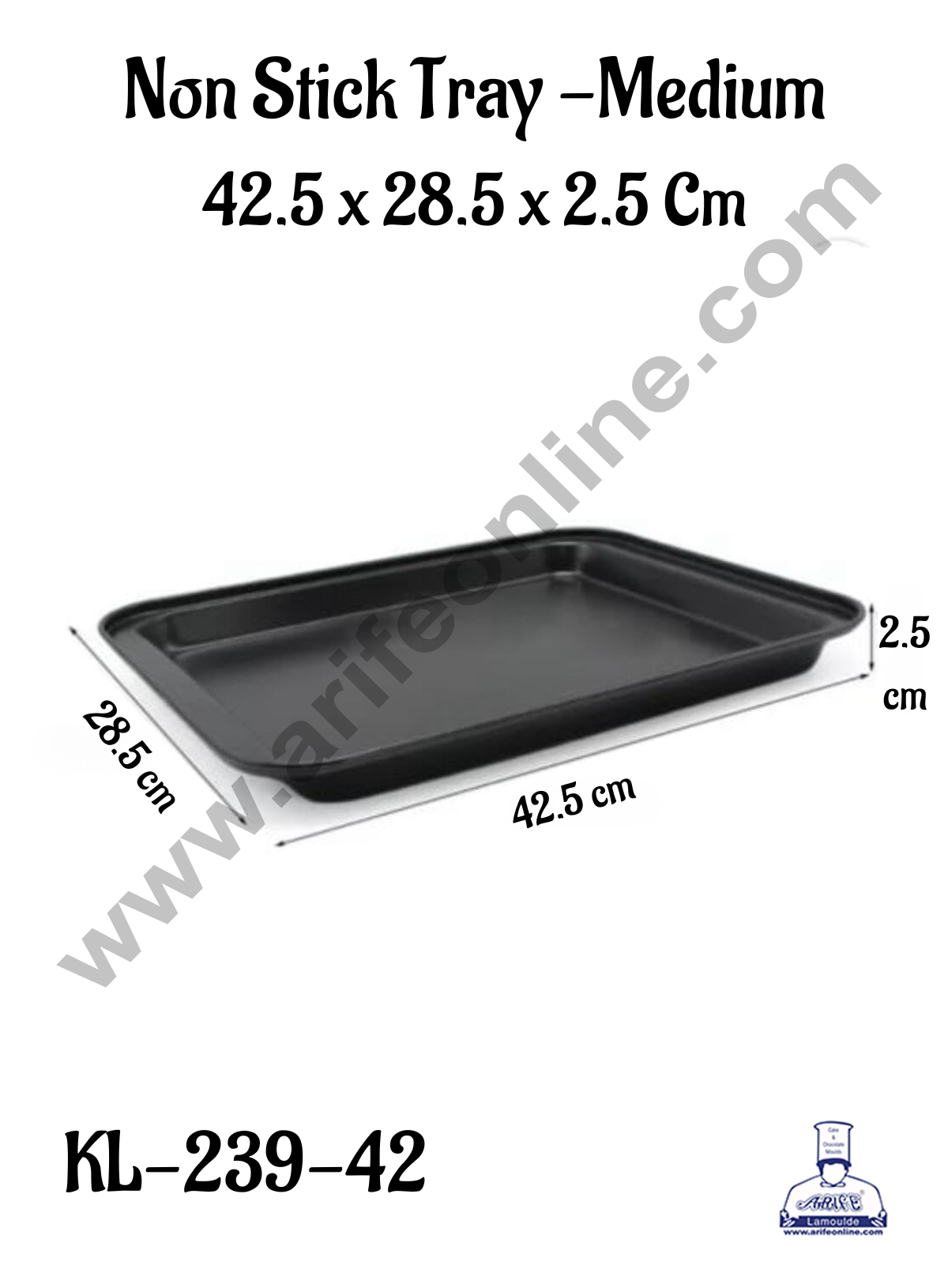 CAKE DECORβ’ Non Stick Tray | Nonstick Baking Pans for Oven w/Rimmed Border, Professional Reusable Baking Trays for Toaster Oven Replacement - Medium 42.5 x 28.5 x 2.5 Cm