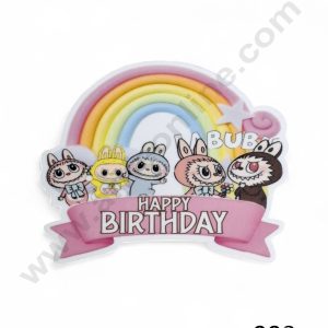 Acrylic Digital Print Happy Birthday Labubu Topper - 008 - CAKE DECORβ’