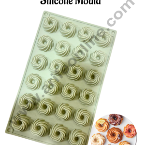 CAKE DECOR™ 24-Cavity Swirl Bundt Shape Silicone Mould | Non-Stick Mini Cupcake & Chocolate Mould