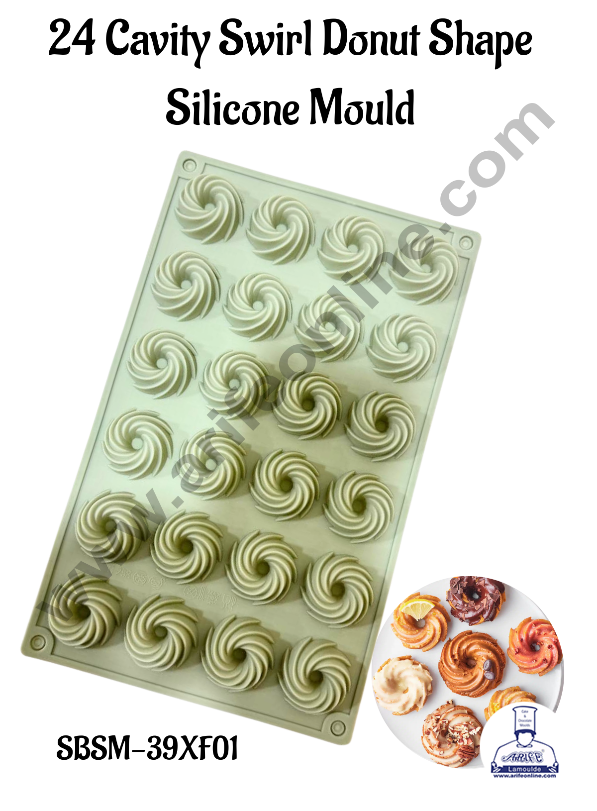 CAKE DECORβ’ 24-Cavity Swirl Bundt Shape Silicone Mould | Non-Stick Mini Cupcake & Chocolate Mould