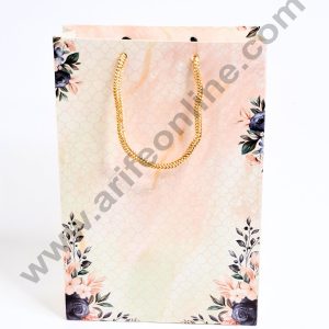 Floral Print Peach Gift Bag | Hamper Carry Bag (1 Piece) - CAKE DECORβ’