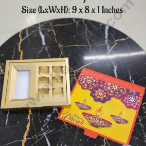 CAKE DECOR™ 6 cavity Diwali Chocolate Box With Cavity - Orange│ SBBX-Diwali-6-Orange│ 9 x 8 x 1 Inch │ 1 Pc Pack │