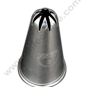 CAKE DECORβ’ Small Noor Icing Tip Nozzle No. 8 Shape Icing Nozzle with Collar Ring | Piping Steel Nozzle