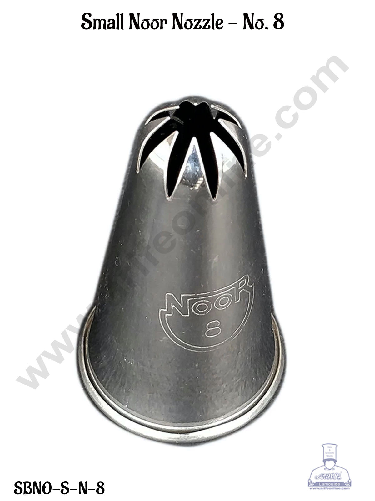 CAKE DECORβ’ Small Noor Icing Tip Nozzle No. 8 Shape Icing Nozzle with Collar Ring | Piping Steel Nozzle
