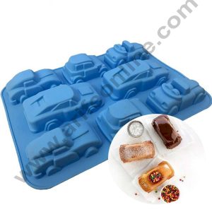 Cake Decor 8 Cavity Car  Shapes Silicon Moulds Muffin Mould