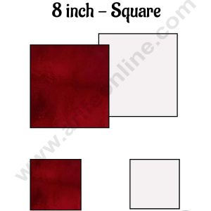 CAKE DECOR™ MDF Cake Base 08 Inch Square - Red and White Color - 10 PCS