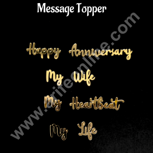 Gold Acrylic Cake Toppers β Happy Anniversary & Love Messages for Wife - CAKE DECORβ’