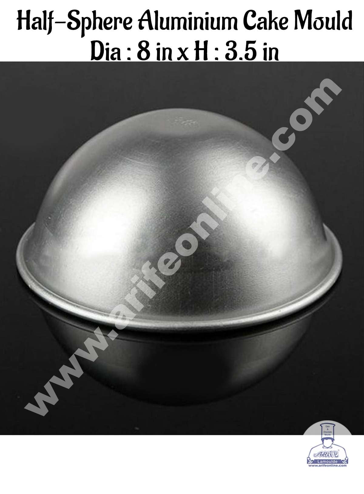 Cake Decor 2pcs Aluminum Half Sphere Ball Cake Mould, Round Cake Molds,Dome Cake Moulds ( 8 inch Diameter X 3.5 inch Height) No.8