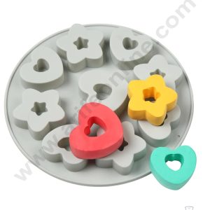Cake Decor 9 Cavity Silicon Star And Heart Shape Mould Baking Chocolate Cake (SBSM-828)