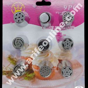 Cake Decor 9 Pieces Stainless Steel Russian Nozzle Set