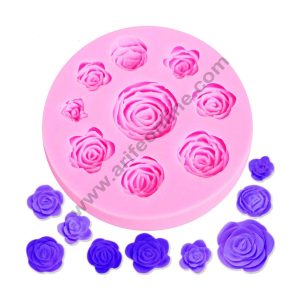 Cake Decor Silicon 9 Cavity Roses Flower Fondant Gumpaste Mould Marzipan Mould