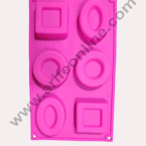 Cake Decor Silicon 6 Cavity,Square,Circle and Oval Non Sticky Mold for soap,Chocolate, Fondant Sugar bakeware Mold
