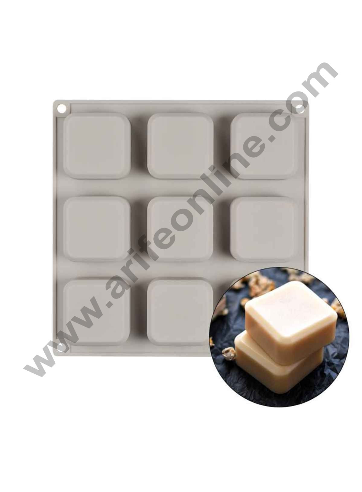 Cake Decor 9-Cavity Mold Safe Bakeware Square Silicone Molds for Cakes Mousse Dessert Pastry Soap and Muffin Baking Moulds