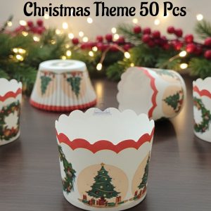 CAKE DECORβ’ Deep Muffin Cup Christmas Theme | Muffin Cupcake Liners (50Pcs Pack) Design-15