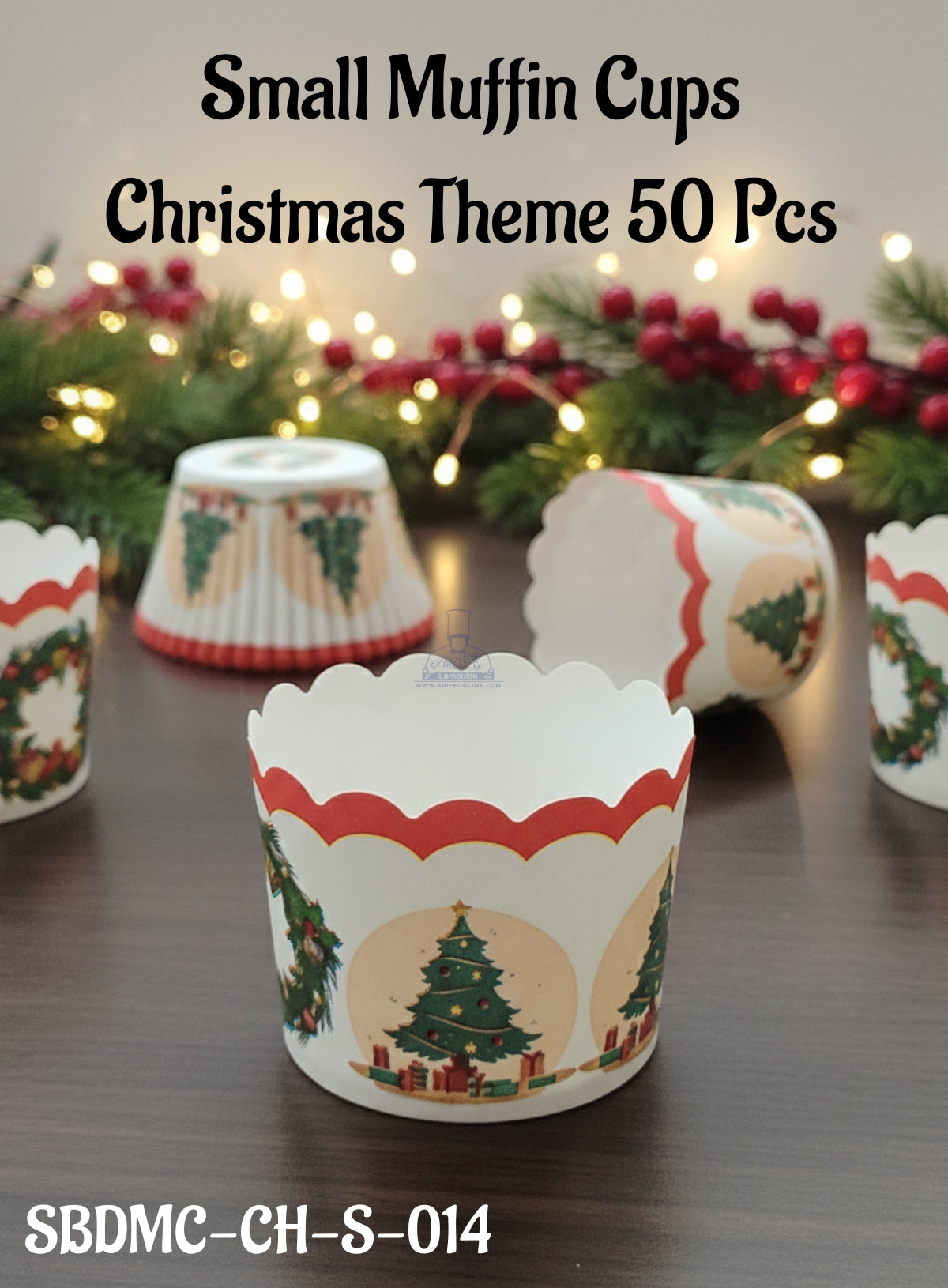 CAKE DECORβ’ Deep Muffin Cup Christmas Theme | Muffin Cupcake Liners (50Pcs Pack) Design-15