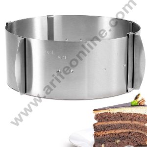 CAKE DECOR™ Adjustable Stainless Steel Round Mould with Measurements Mousse Ring Cake Baking Tool ( 6 - 12 inch )