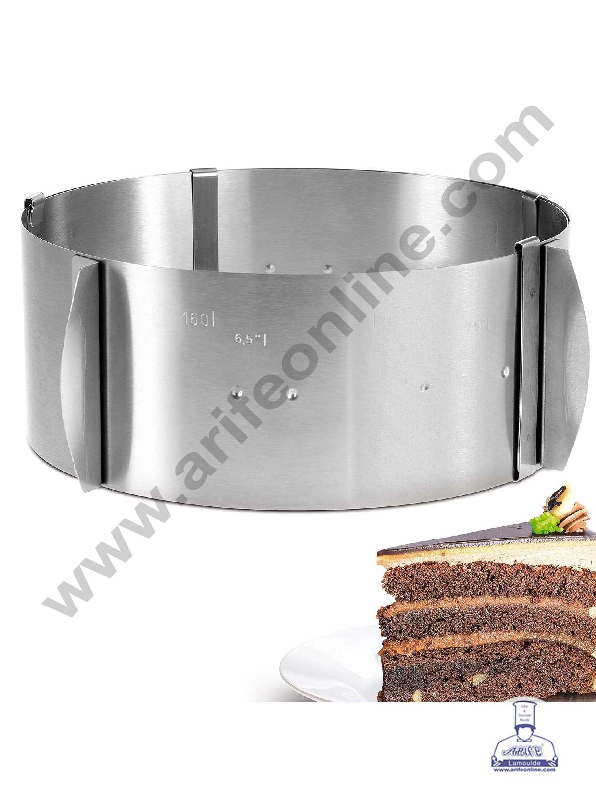 CAKE DECORβ’ Adjustable Stainless Steel Round Mould with Measurements Mousse Ring Cake Baking Tool ( 6 - 12 inch )