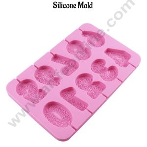 CAKE DECOR™ 10-Cavity Number with Rose Swirl Texture (0-9)  Silicone Mold│SBSM-XY280│