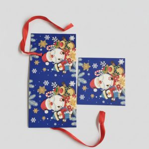 Christmas Square Hamper With Ribbon Box - Blue | 15 x 15 x 15 cm | 1 Piece - CAKE DECORβ’
