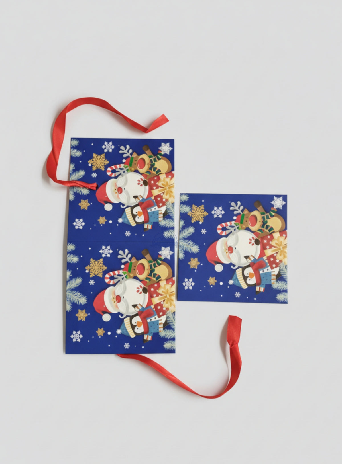 Christmas Square Hamper With Ribbon Box - Blue | 15 x 15 x 15 cm | 1 Piece - CAKE DECOR™