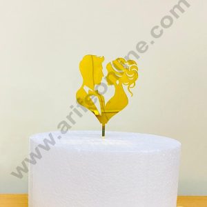 CAKE DECOR™ 5 inch Acrylic Gold Mirror Finishing Wedding Couple Silhouette Cake Topper (SBMT-3065)