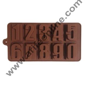 Cake Decor Silicon 10 Cavity Number Shape Brown Chocolate Mould, Ice Mould, Chocolate Decorating Mould
