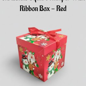 Christmas Square Hamper With Ribbon Box - Red | 15 x 15 x 15 cm | 1 Piece - CAKE DECORβ’