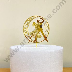 CAKE DECOR™ 5 inch Acrylic Gold Mirror Finishing Dancing Couple Cake Topper (SBMT-3067)