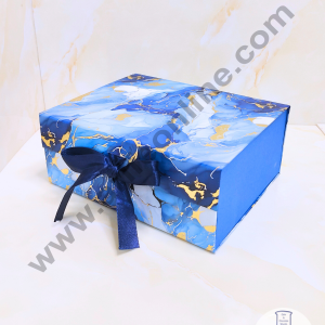 CAKE DECOR™ Marble Blue Color Folding Hard Hamper Box | Gift Box | Present Box - 1 Pc