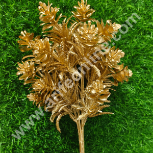 CAKE DECOR™ Gold Artificial Rose with Vintage Leaf Decor Flower Bouquet Decorative Item For Cake Decoration- 1 Stick (SBAGB-55-6A)