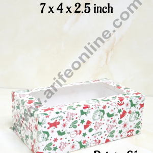 CAKE DECORβ’ White Christmas Theme Plum Cake Box Clear Window, Plum Carriers β Small 250 g ( 10 Pcs Pack)