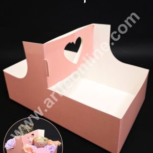 Heart Handle Hamper Box (Pink) | Gift Box | Gift Box With Heart Handle (1 Pcs Pack) CAKE DECOR™