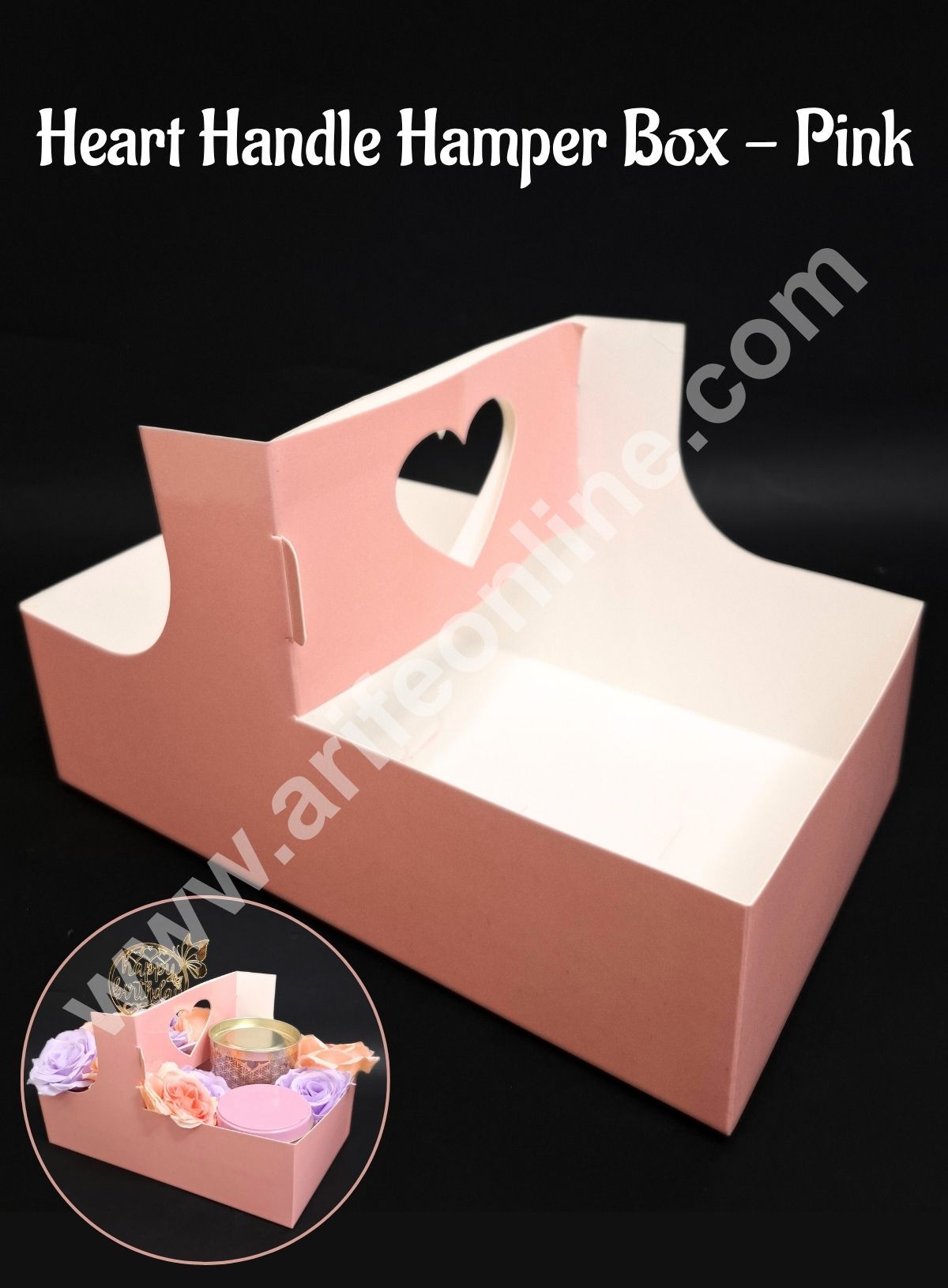Heart Handle Hamper Box (Pink) | Gift Box | Gift Box With Heart Handle (1 Pcs Pack) CAKE DECORβ’