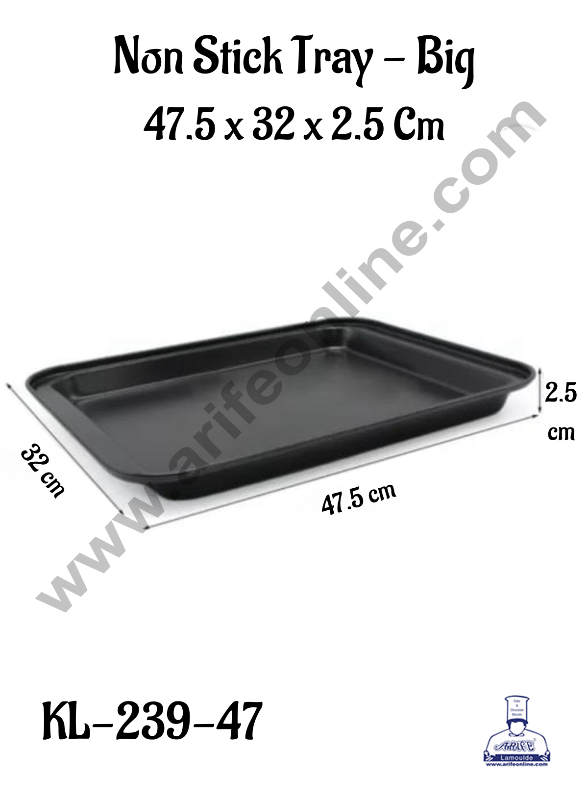 CAKE DECORβ’ Non Stick Tray | Nonstick Baking Pans for Oven w/Rimmed Border, Professional Reusable Baking Trays for Toaster Oven Replacement - Big 47.5 x 32 x 2.5 Cm