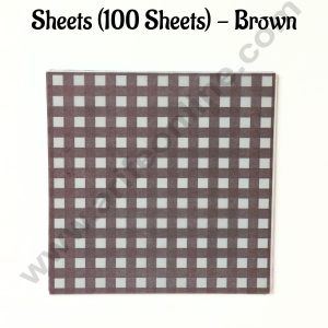 Printed Parchment Paper | Bento Box Liner | Grease Proof Paper | Wrap Paper -Brown Checks/Plaid Print (100 Sheets) CAKE DECOR™