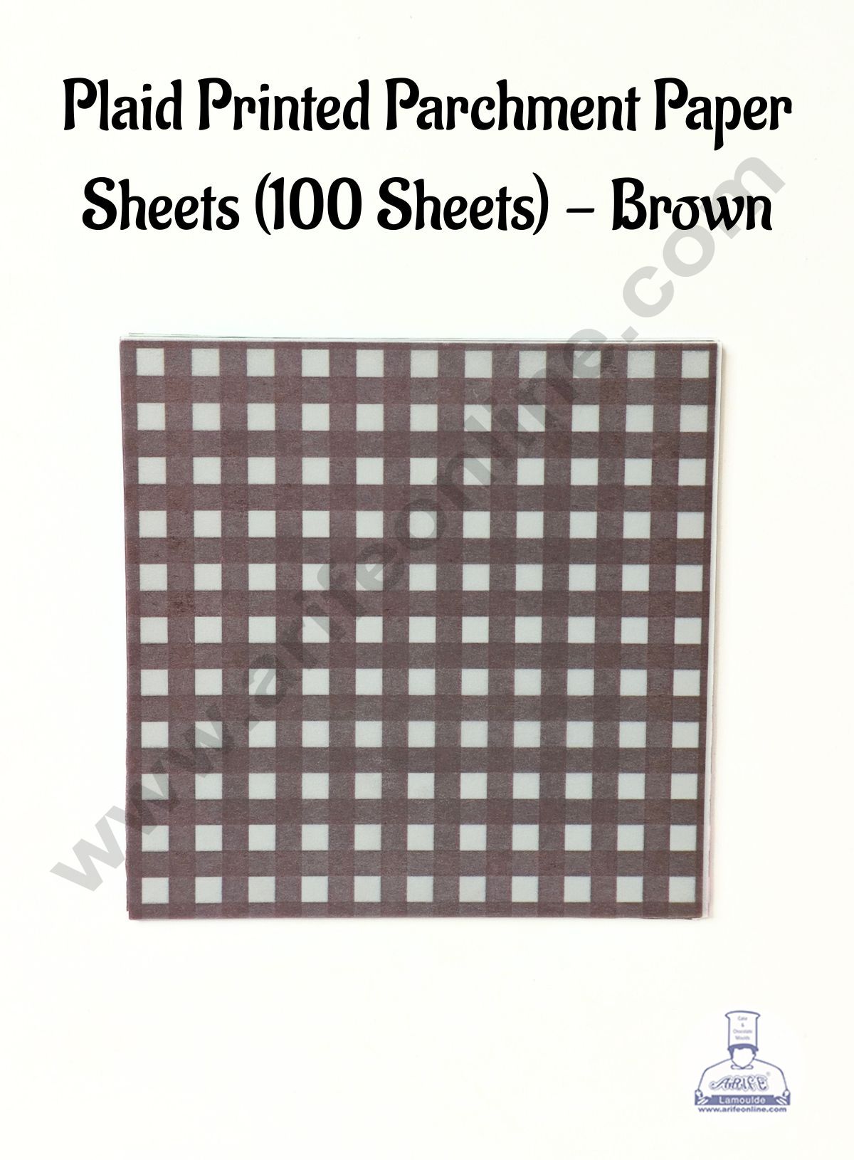 Printed Parchment Paper | Bento Box Liner | Grease Proof Paper | Wrap Paper -Brown Checks/Plaid Print (100 Sheets) CAKE DECORβ’