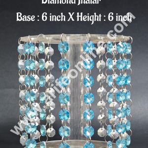 CAKE DECOR™ 6-Inch Acrylic Round Spacer with Blue Diamond Jhaalar | Elegant Cake & Cupcake Decoration Stand