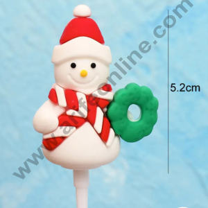 CAKE DECORβ’ 5 inch Snowman with tree Cake Topper Rubber Cake Topper - 1 Piece