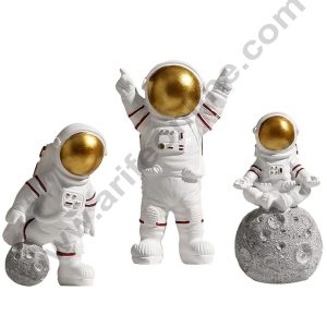 CAKE DECOR™ 3 Pcs Set Golden Space Astronaut Toy for Cake Toppers(SB-T-SL-0487)