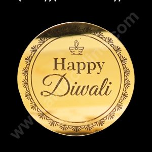 Cake Decor™ Acrylic Happy Diwali Coin Topper for Cake and Cupcakes - 1 Piece (SBMT-DCoin-05)