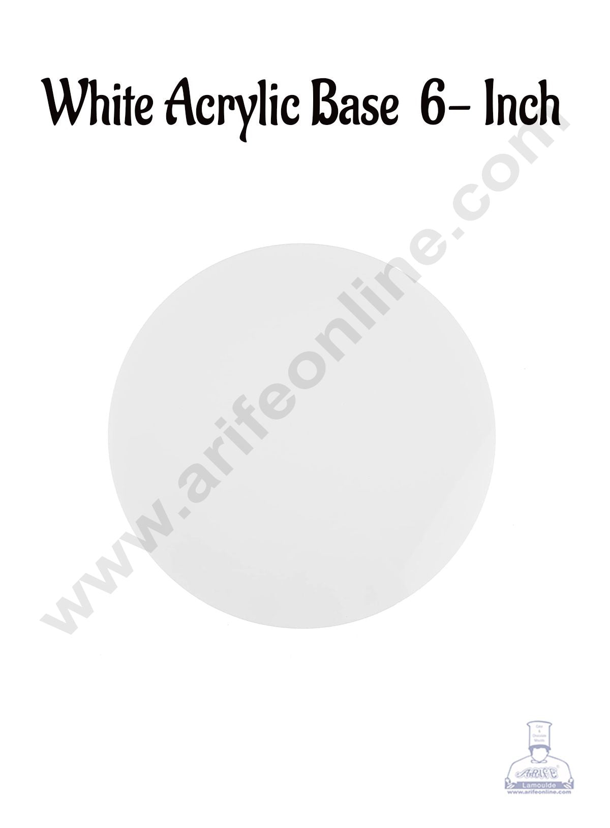 Cake Decor 6 Inch Round White Acrylic Cake Board Ganaching Plate (2mm thickness)